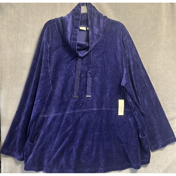 Chico's Tops - NWT Chicos Zenergy Velour Funnel Neck Tunic Sweatshirt Size 4 (20/22) Purple